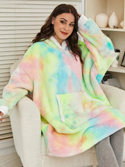 Oversized Hoodie Sweatshirt Women Tie Dye Hoodies Fleece Giant Wearable Blanket with Sleeves Winter Pullover Sudadera Mujer