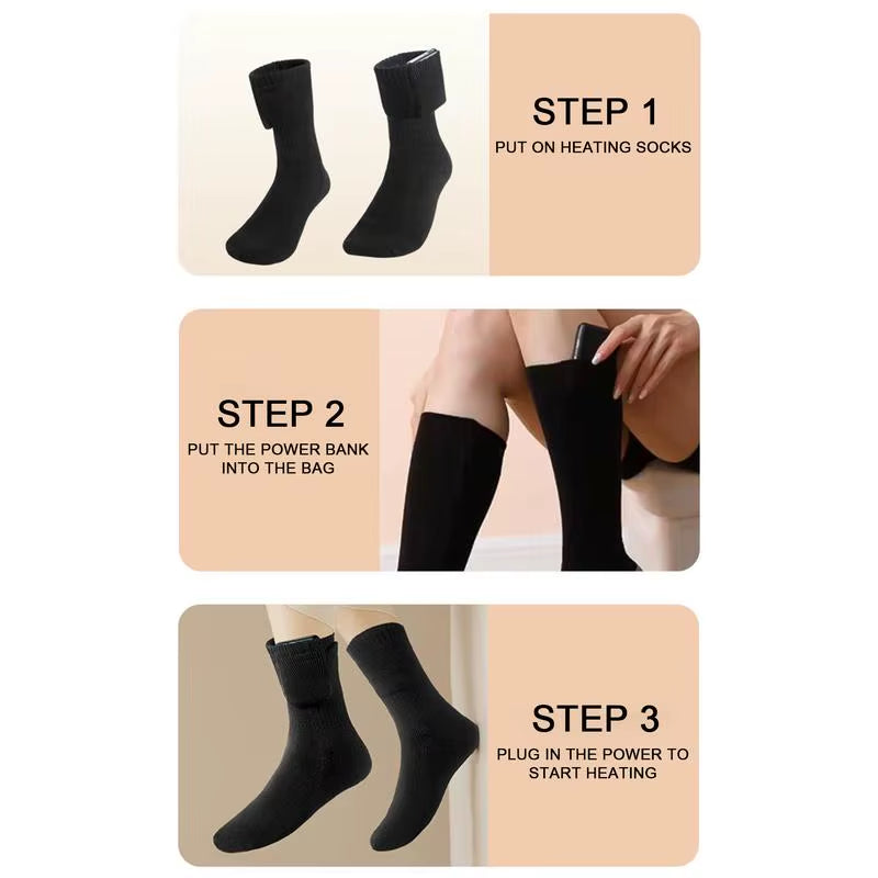 Electric Socks for Men USB Electric Heated Socks Warm Cotton Socks with Fast Heating and Long Warmth Winter Warmth