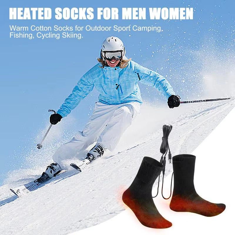 Electric Socks for Men USB Electric Heated Socks Warm Cotton Socks with Fast Heating and Long Warmth Winter Warmth