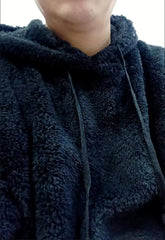 Loose Hoodies Woman Sweatshirt Casual Flannel Solid Pullover Autumn Winter Coat Y2K Fleece-Lined Thicken Hooded Warm Soft Jacket