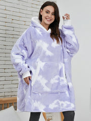 Oversized Hoodie Sweatshirt Women Tie Dye Hoodies Fleece Giant Wearable Blanket with Sleeves Winter Pullover Sudadera Mujer